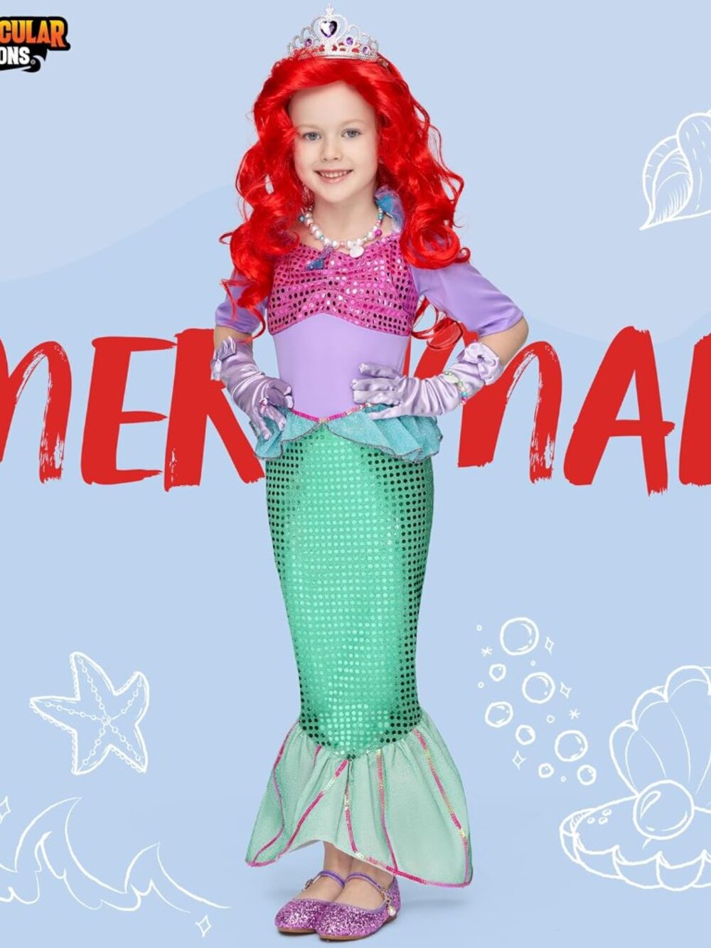 Spooktacular Creations Halloween Little Mermaid Sequin Costume for Girls Size 3T